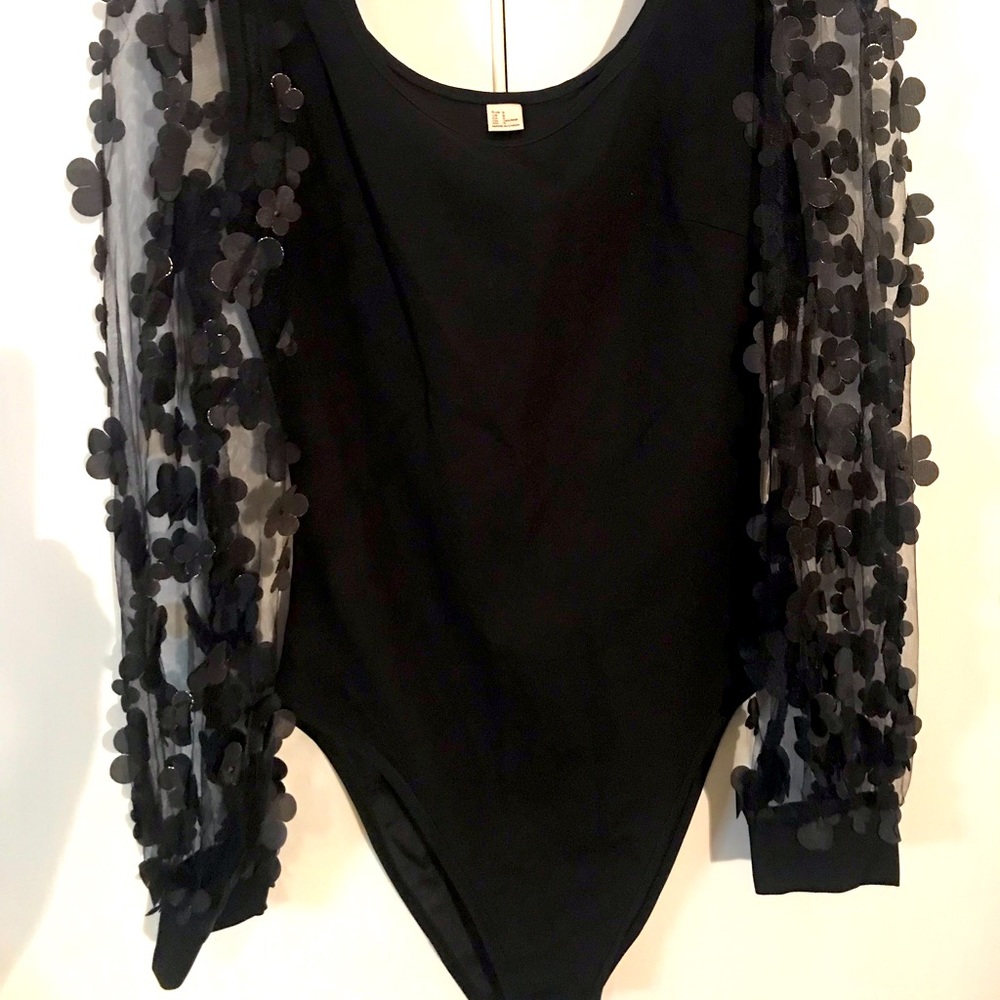 Fabulous Black Bodysuit long sleeves Small